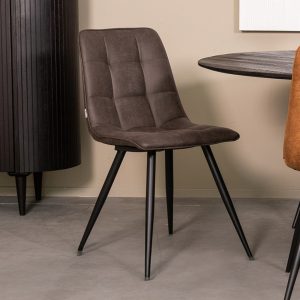 LABEL51 Eetkamerstoel Bistro – Antraciet – Micro Suede – Black Frame