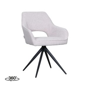 LABEL51 Eetkamerstoel Finley – Naturel – Boucle – Black Frame