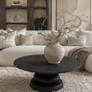 Ronde salontafel Novan mango zwart  / Magazijn leegverkoop / Showroommodel