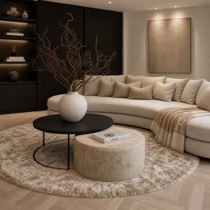 Salontafel Evi + poef (Quartz 903) / T22-1008 / Magazijn leegverkoop