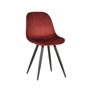 LABEL51 Eetkamerstoel Capri – Rood – Fluweel
