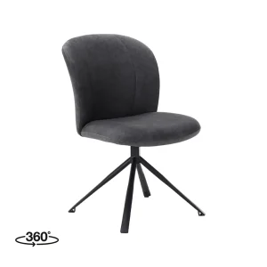 LABEL51 Eetkamerstoel Kimo – Antraciet – Cosmo – Zwart Onderstel