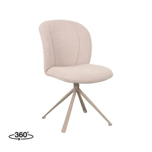 LABEL51 Eetkamerstoel Kimo – Naturel – Boucle – Taupe Onderstel