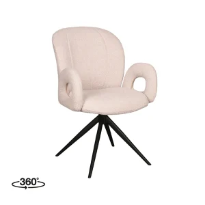LABEL51 Eetkamerstoel Neo – Naturel – Boucle – Zwart Onderstel