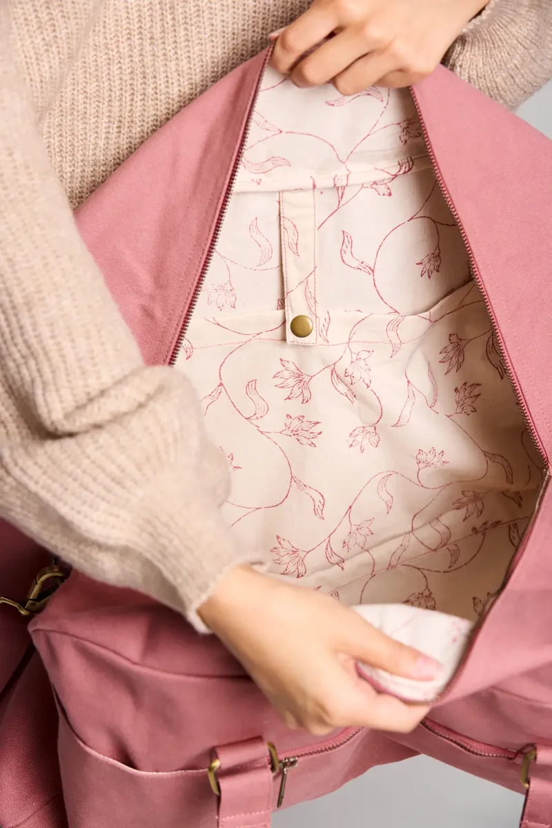 Hindbag weekendtas Yves roze – biologisch katoen - Afbeelding 5