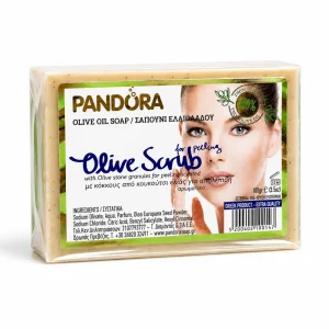 Pandora olijfoliezeep scrub – 100 gram