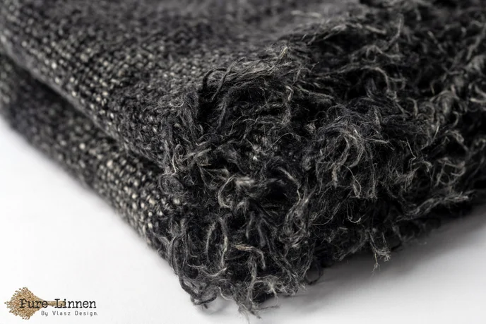 Tafelkleed Rond 100% linnen “Hannah” Grey/black StoneWashed 170cm - Afbeelding 5